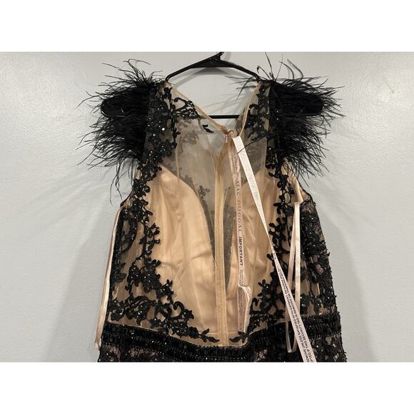 Mac Duggal 79230 Trumpet Gown Embellished Feather Sleeve Illusion Neck Sz 12 - Picture 6 of 7